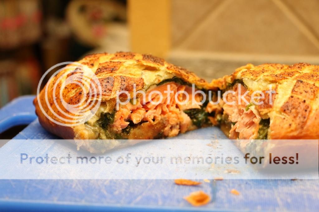 Salmon en croute with garlicky mushrooms — Big Green Egg EGGhead